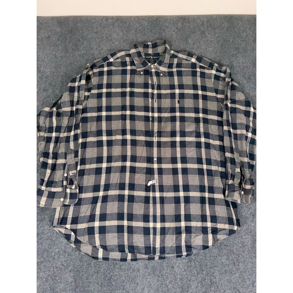 Ralph Lauren Shirt Mens Brown Houndstooth Plaid 2XL Blake Button Up Long Sleeve